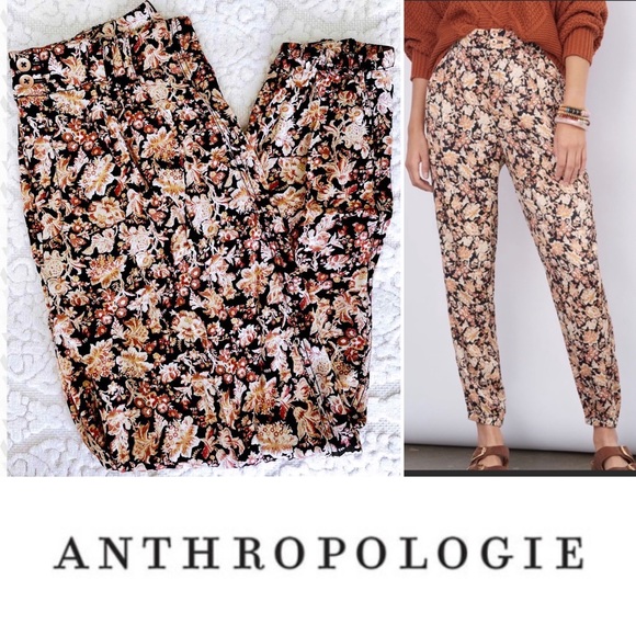 Anthropologie Diandra Pleated Floral Joggers NWT - Picture 1 of 11